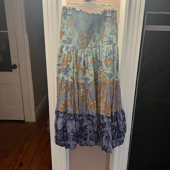 Free people bubble convertible maxi skirt size small color blues NWOT - Picture 5 of 6